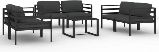 vidaXL 7-tlg Garten-Lounge-Set Modell 4 aus Aluminium in Anthrazit mit Polsterkissen und Tisch - Bild 1