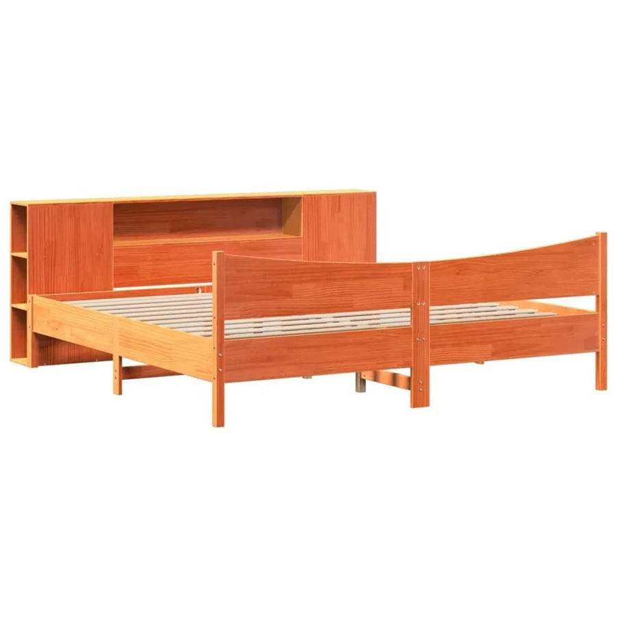 vidaXL Massivholzbett aus Kiefernholz in Wachsbraun, rustikales Bett ohne Matratze, B/T/H: 200 x 206 x 82 cm - Bild 2