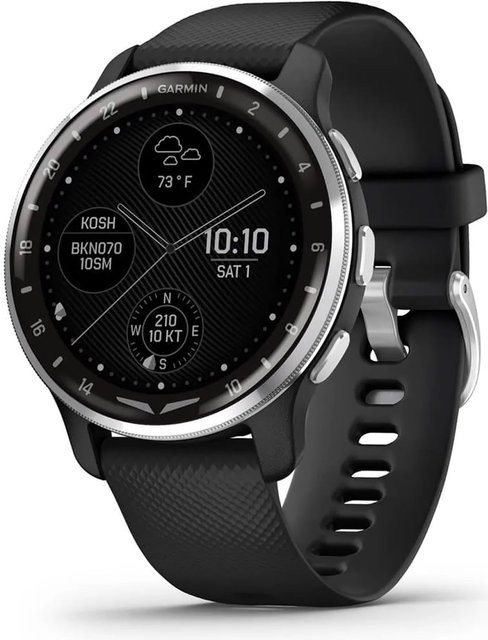 Garmin Smartwatch, Herren, Edelstahl, 44 mm, Schwarz, Silikon - Bild 1