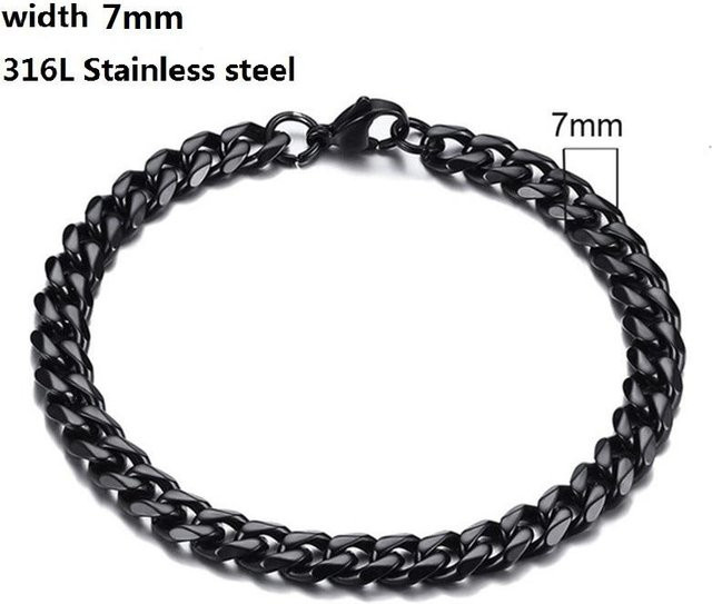 Armband 316L Edelstahl, Cuban Link, Schwarz, Unisex, 19cm - Bild 1