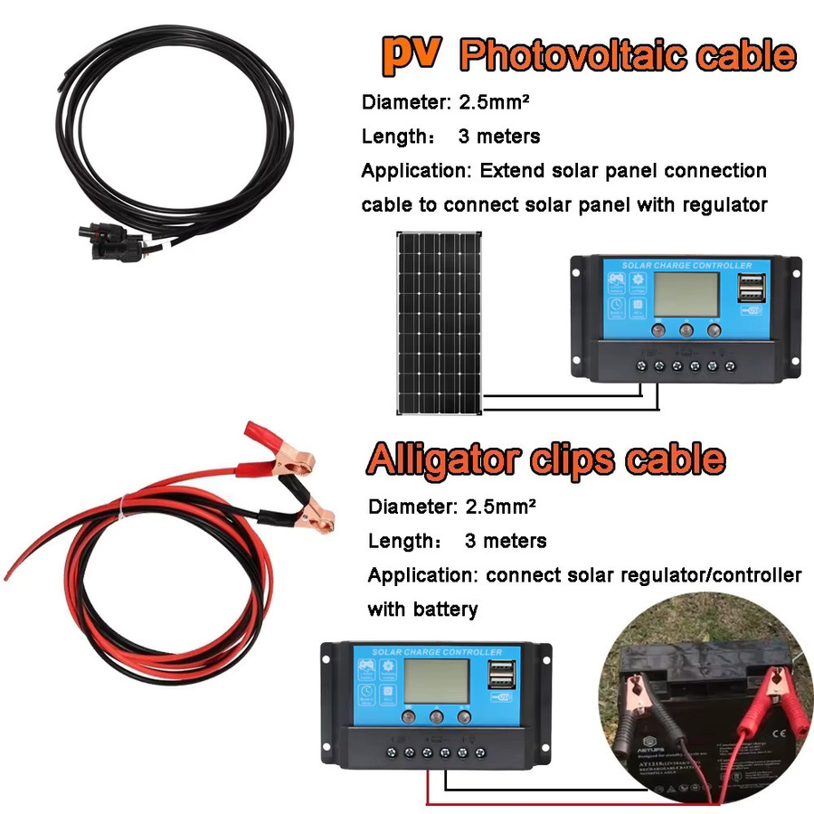 XINPUGUANG Solarpanel Komplettkit 50W 12V Photovoltaik-Set in Schwarz - Bild 3