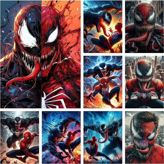 Marvel Spiderman und Venom, Diamantmalerei, Wandbild - Bild 1