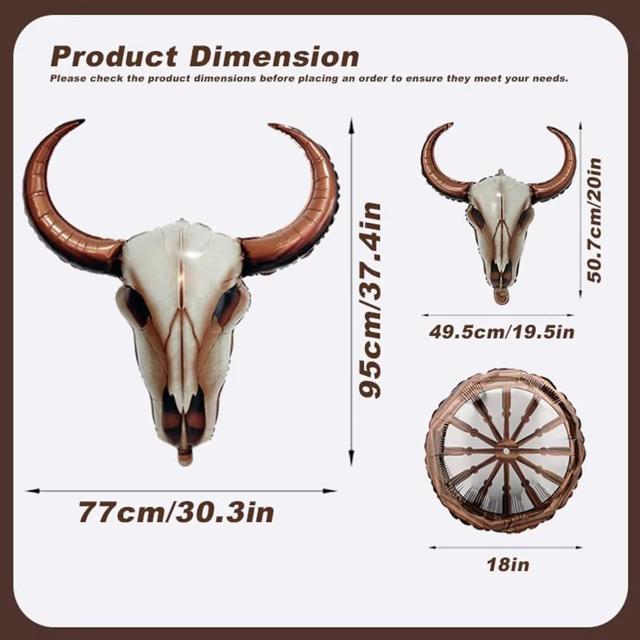 EsenTroye Western Party-Dekoration Set mit bunten Folienballons in Cowboy- und Longhorn-Design - Bild 5