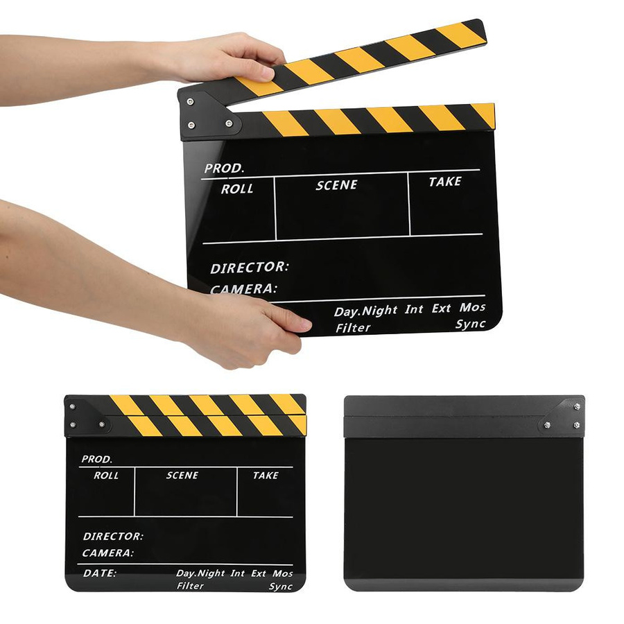 KaiSai Regisseur Filmklappe für Film, Fernsehen und Fotografie, Schwarz, B: 30 cm, H: 25 cm - Bild 3
