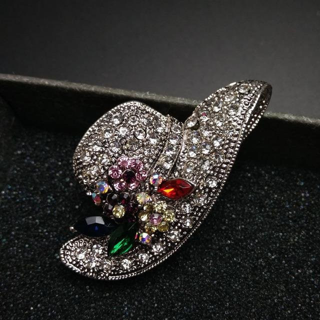 YIRAN Jewelry Hutbrosche Blume, Strass, Silber, Damen - Bild 1