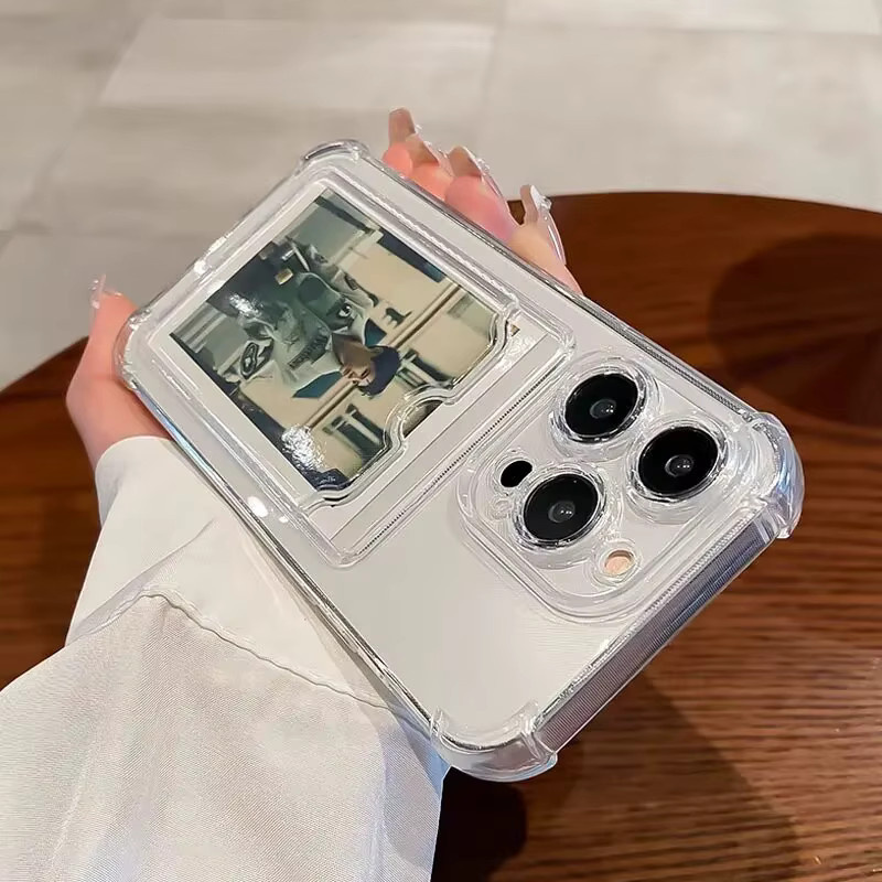 Transparente Silikon Schutzhülle mit Kartensteckplatz für iPhone 16, 15, 14, 13, 12, 11 Pro Max Plus – Stoßfeste Brieftaschen-Hülle - Bild 2