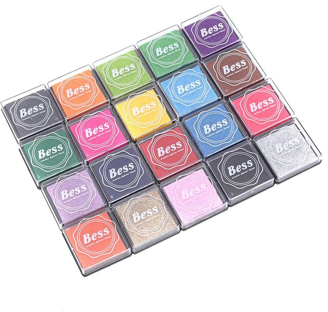 GoolRC Stempelkissen-Set für Kinder mit 20 Farben in Bunt und Grau, Maße: 4 x 4 cm - Bild 1