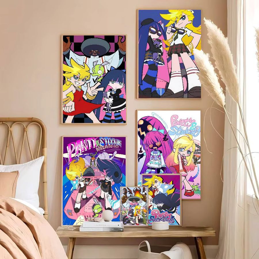 Potdemiel Anime Wandkunst Poster mit Strumpfgürtel und Strümpfen in Multicolor für deine nordische Heimdekoration - Bild 3