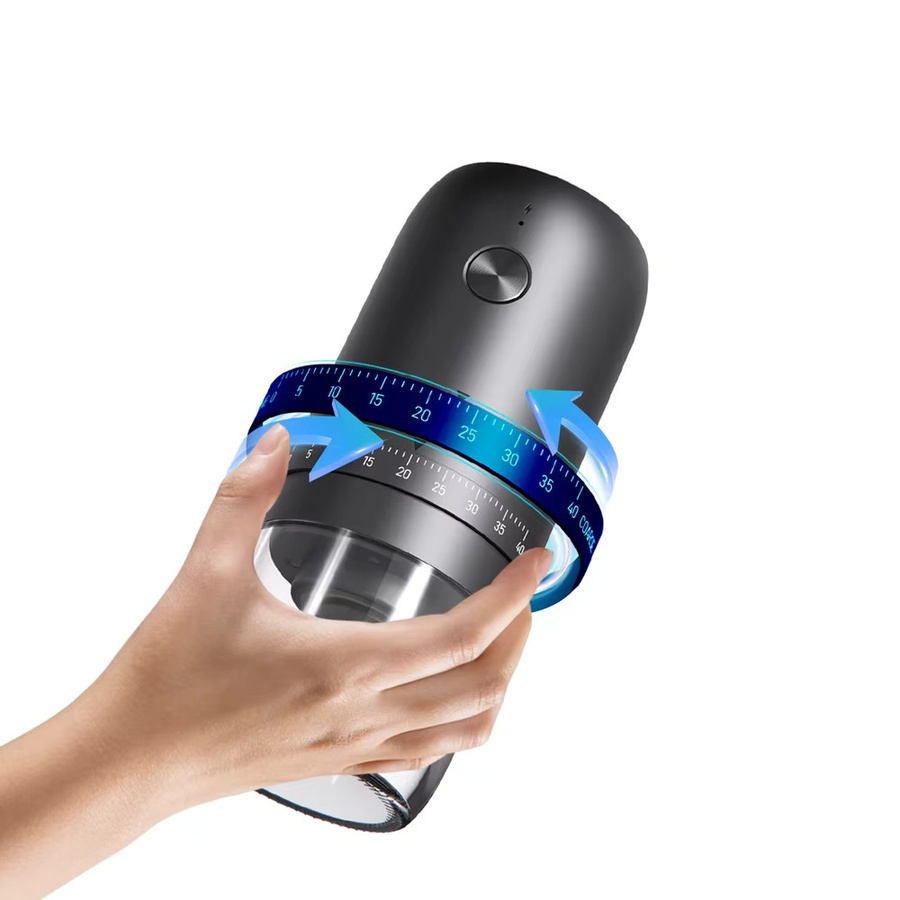 Kabellose elektrische Kaffeemühle von kawu in Schwarz mit 40 einstellbaren Mahlgraden für Espresso und French Press - Bild 5