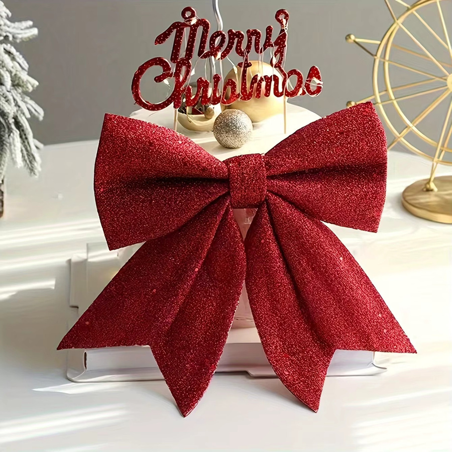 WINTOGETHER Weihnachtsbaum Ornamente mit Pailletten Schleifen in Rot als DIY Weihnachtsdekoration und Requisiten - Bild 2