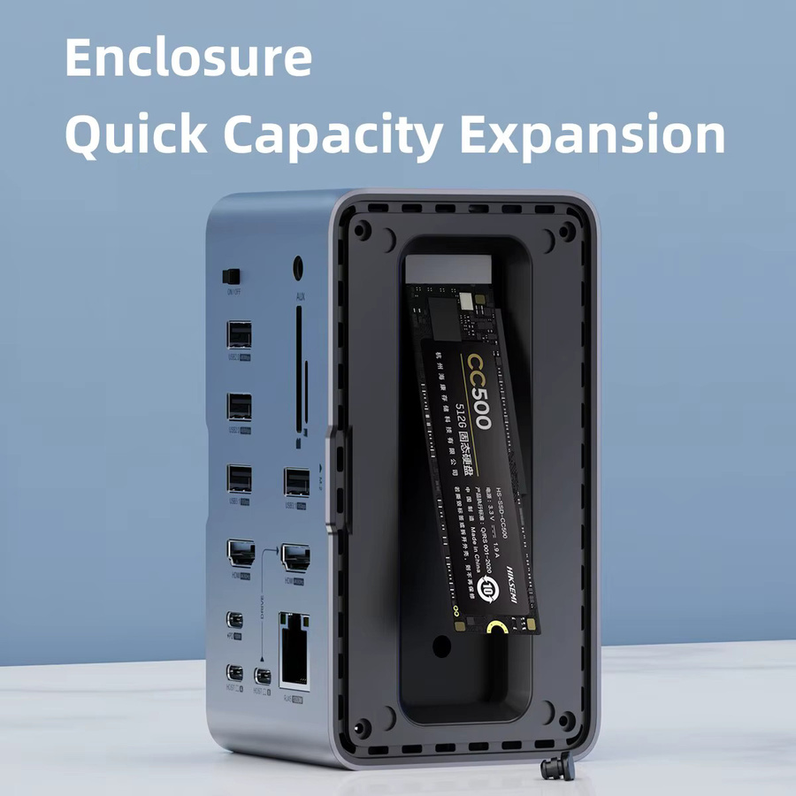 Hagibis USB C Dockingstation mit Dual HDMI, M.2 SSD Gehäuse, Ethernet und 100W PD USB Hub sowie SD/TF-Slot - Bild 2