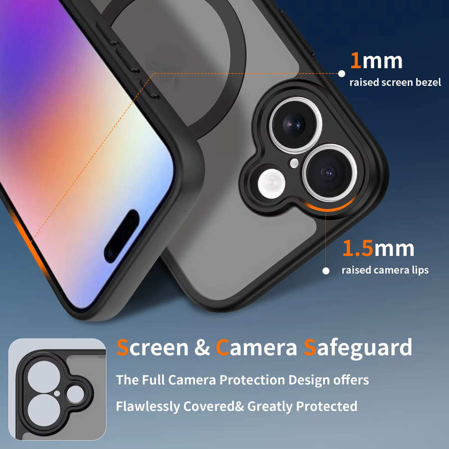 NYFundas Kameraobjektivschutz mit MagSafe für iPhone 17 Pro Max, Air, 16 Plus, 15, 14, 13 in Schwarz - Bild 4
