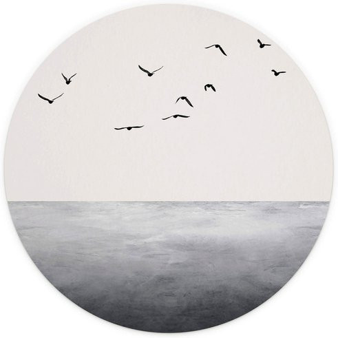 K&L Wall Art Runde Vliestapete Kubistika Meer Horizont Urlaub, mehrfarbig, matt - Bild 1