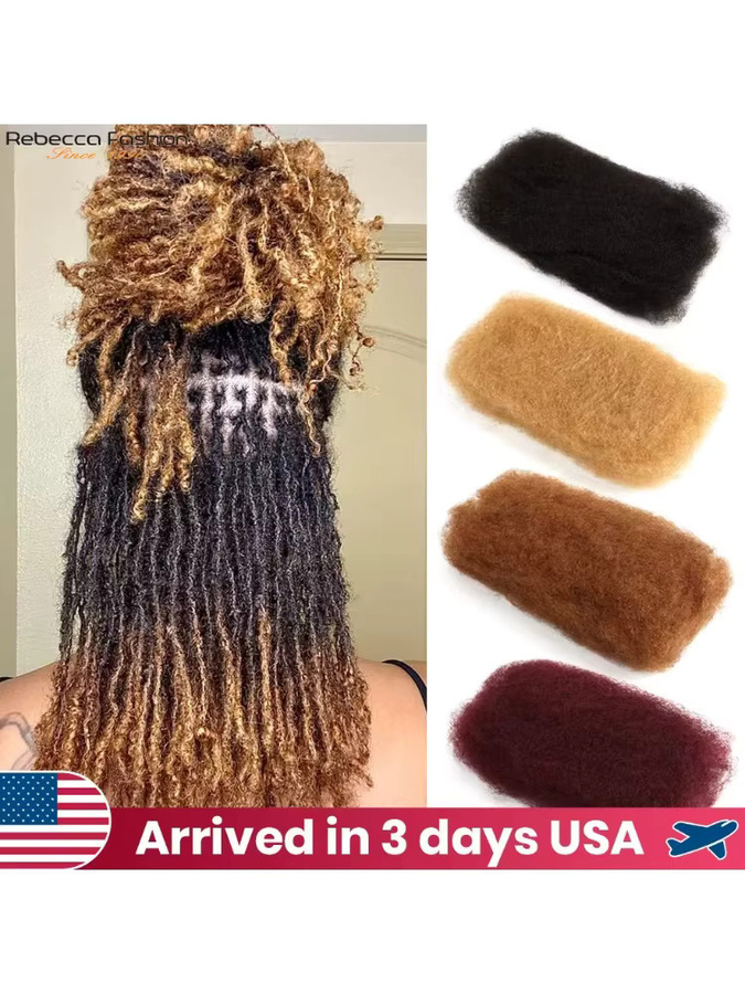 Virgin Natural Brown Remy Echthaarverlängerungen, 50 g, Afro Kinky Bulk - Bild 6