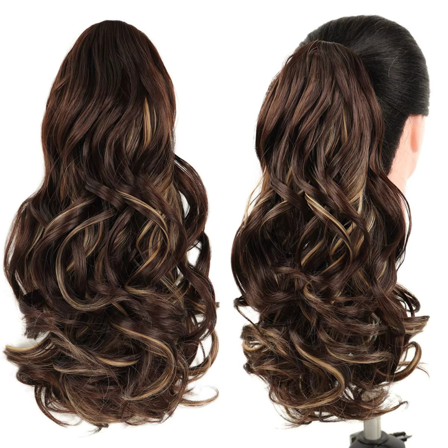 YAKIBEAUTY Haarverlängerung, synthetisch gewellt, Clip-in, Unisex - Bild 3