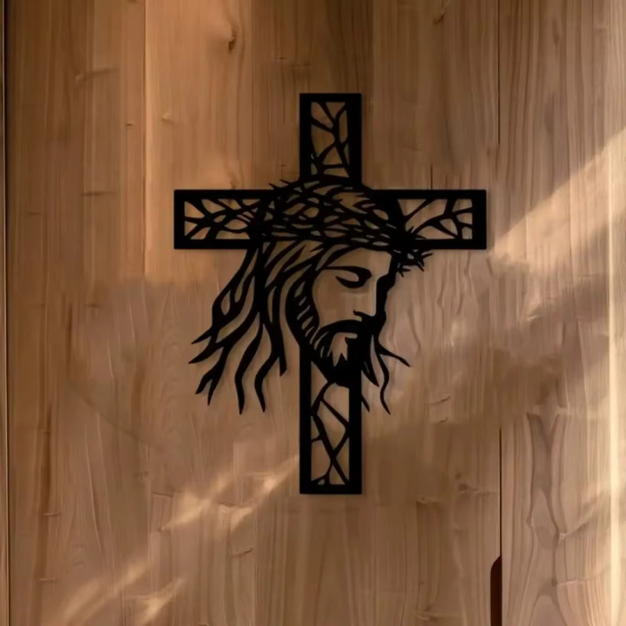 CIFBUY Eisernes Kreuz Wandkunst aus Aluminium in Schwarz zur Dekoration für Altar und Gebetsraum - Bild 2