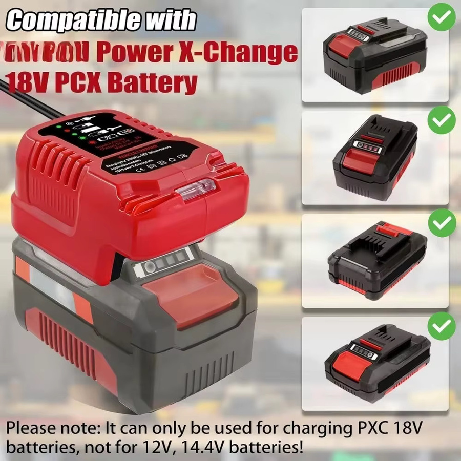 Alasicka Batterieladegerät für 18V Lithium-Ionen-Batterien mit LED-Anzeige und Zigarettenanzünder-Stecker in Rot - Bild 5
