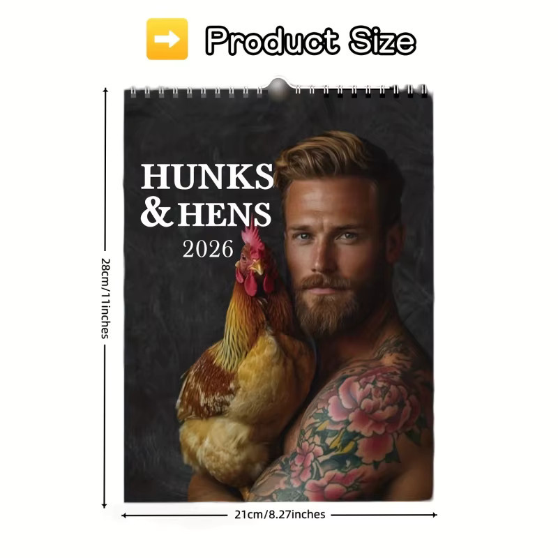 2026 Wandkalender mit humorvollem Hennen-Motiv, Monatsplaner in Mehrfarbig, ideal für dein Zuhause oder das Büro - Bild 2