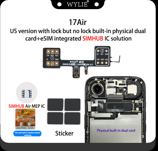 WYLIE eSIM-Konvertierungslösung für iPhone 17 Air zur Integration von MEP Single-SIM-Karten mit Super Snow IC für Reparaturzwecke - Bild 1