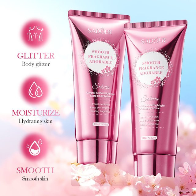 SADOER Cherry Blossom Moisture Crystal Glow Body Lotion, Unisex - Bild 1