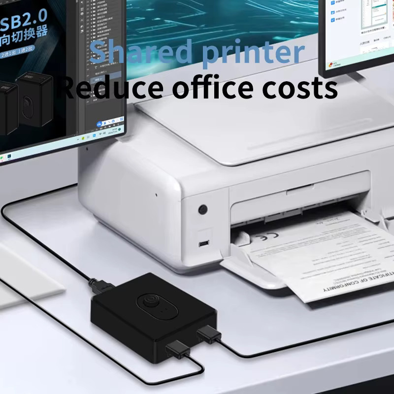 FENGKUABAO USB 3.0 KVM Switch Bidirektionaler USB Hub und Switcher für PC, Tastatur, Maus und Drucker, Schwarz - Bild 2