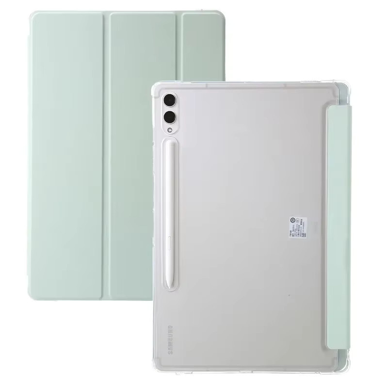 Klappbare Tablet-Ledertasche mit Stifthalter für Samsung Galaxy Tab S10 Lite und S10FE 10,9 Zoll, transparente Anti-Fall-Halterungsabdeckung aus Acryl in Schwarz und Transparent - Bild 1