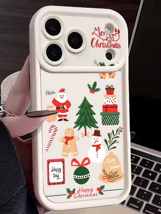 MOESOE Silikon Handyhülle mit Schneemann und Elch Design für iPhone 17 16 15 14 13 12 Pro Max in Blau, stoßfeste TPU Schutzhülle - Bild 4