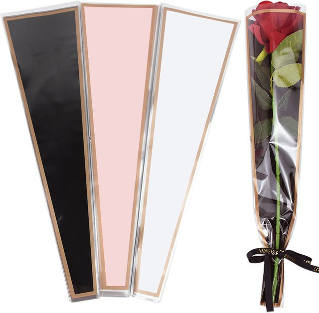 50 Stück Transparente Rose Blumen Verpackungstaschen aus Kunststoff von ZQNYCY für Hochzeiten, Geburtstage und Partys - Bild 1