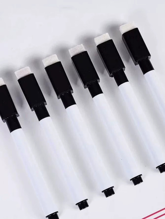 10er Set Magnetische Whiteboard Marker mit integriertem Radiergummi in Schwarz und Weiß für Schule und Büro - Bild 2