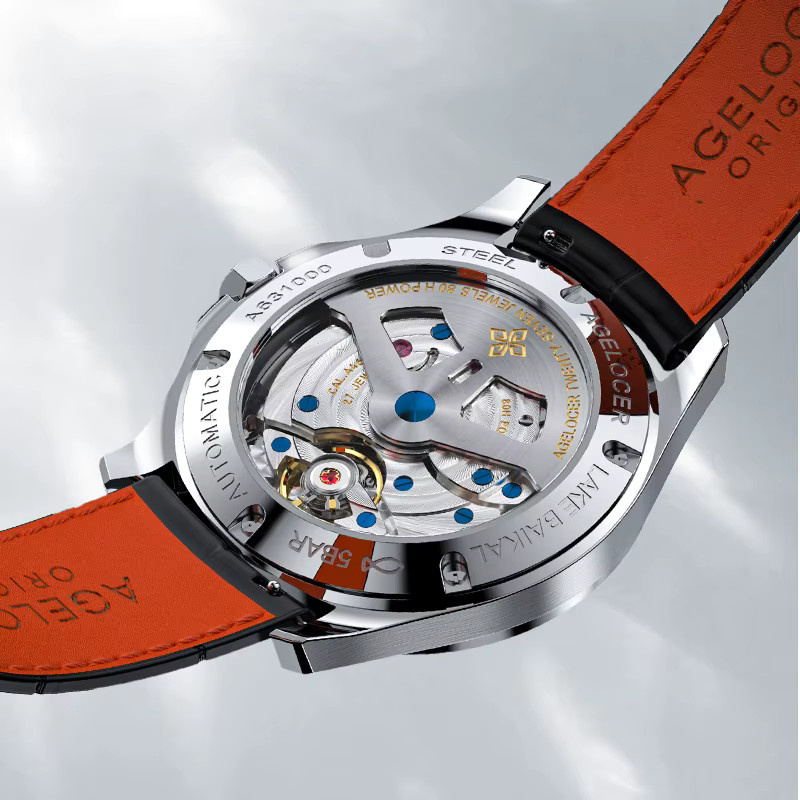 AGELOCER Armbanduhr, Automatik, Edelstahl, Blau, Leder, Herren - Bild 3