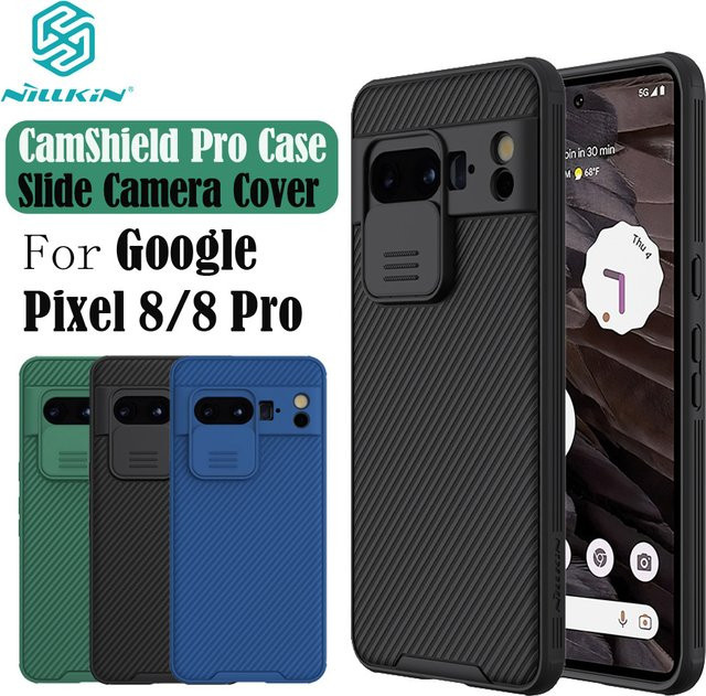 Nillkin CamShield Pro Schutzhülle für Google Pixel 8 Pro und Google Pixel 8 in Blau mit Schiebe-Kameraschutz - Bild 1