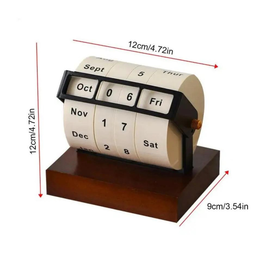 Ewiger Drehkalender für den Schreibtisch von Yiran Furniture in Braun aus Holz und Aluminiumlegierung mit Wochen- und Monatsansicht - Bild 6
