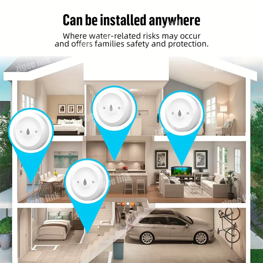 ZigBee 3.0 Smart-Wassersensor für Tuya und Smart Life App, Hochwasser-Leckage-Detektor mit Alarmfunktion, Farbe: Weiß, Zigbee-Gateway erforderlich - Bild 4