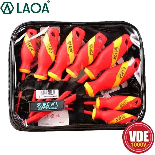 LAOA 8-teiliges isoliertes Schraubendreher-Set mit 1000 V VDE Schutz, Schlitz und Phillips, magnetisch, Farbe: Rot - Bild 1