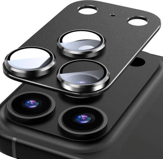 Rizy 2er Set Kameraobjektivschutz aus Aluminiumlegierung und gehärtetem Glas für iPhone 17 16 15 14 Pro Max in Schwarz - Bild 1