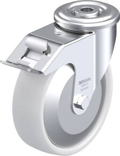 Blickle Lenkrolle LER-PO 125R-FI-FA mit Feststeller in Silber und Weiß, Rad-Durchmesser: 125 mm, Tragfähigkeit: 150 kg - Bild 1