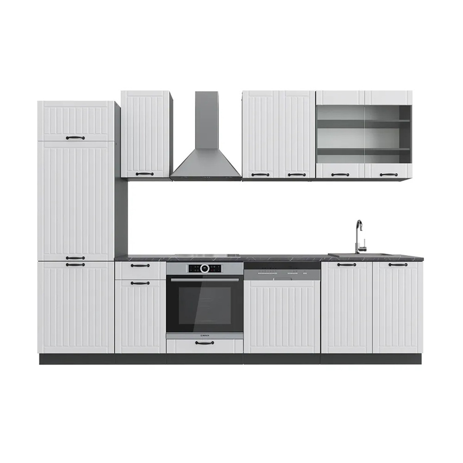 Vicco Fame-Line Küchenzeile im Landhausstil in Weiß und Anthrazit, Breite: 300 cm - Bild 2