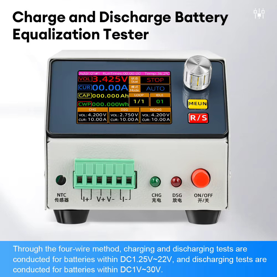 Gaqqee BT22V-1020A Programmierbarer Batterie-Lade- und Entladetester mit 20A, 150W, 4-Draht-Kelvin-Messung, 8 Modi und 2,4-Zoll-Farbdisplay inklusive PC-Software für Li-Po, Li-Ion und LiFePO4 - Bild 5