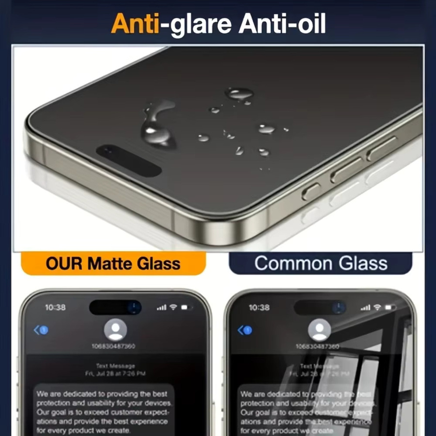 NNBILI 3er-Pack Matte Sichtschutz-Displayschutzfolie für iPhone 16 15 14 13 12 11 Pro Max Plus, Oleophobisch und Staubfrei, Transparent - Bild 3