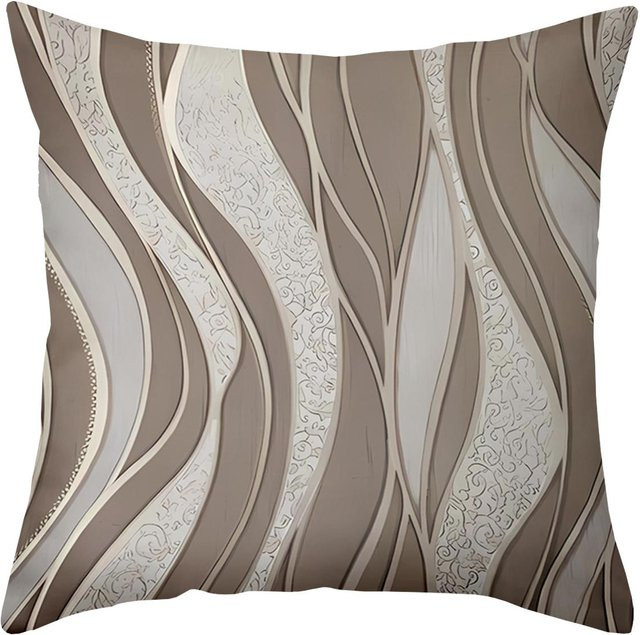 Dekorativer Sofakissenbezug von JMG Clothing mit braun-weiß-beigem Muster aus Polyester, B/B: 60 x 60 cm - Bild 1