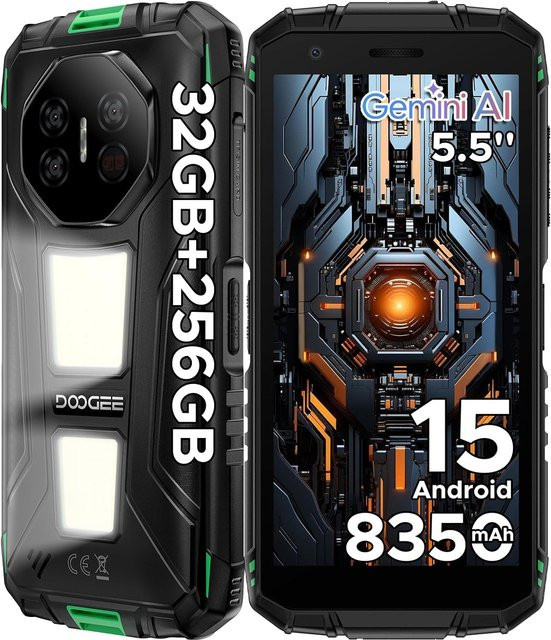 DOOGEE Fire 3 Max Smartphone mit 256 GB Speicher, 5,5 Zoll Display und 8350 mAh Akku, Android 15, Grün - Bild 1
