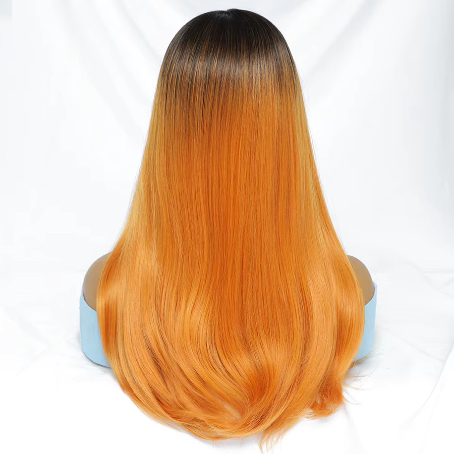 Latasha Synthetische Lace-Front-Perücke, lang, gerade, blond, Ombre-Orange, Damen - Bild 1