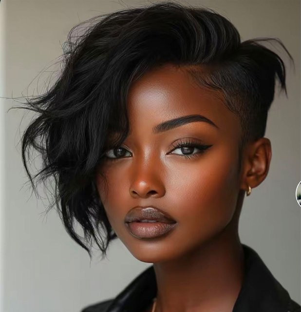 OYM HAIR Pixie-Schnitt Echthaar-Perücke, kurzer Bob mit Pony, 100 % brasilianisches Echthaar - Bild 1