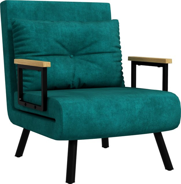 HOMCOM 4 in 1 Schlafsessel mit Schlaffunktion in Grün, klappbarer Sessel mit 5-stufig verstellbarer Rückenlehne, Lendenkissen und Samtoptik, B/T/H: 183 x 63 x 15,2 cm - Bild 1