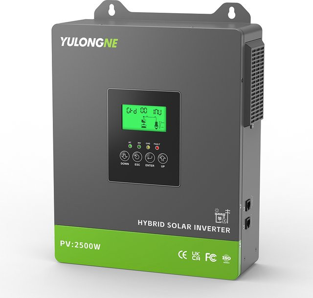 YULONGNE Hybrid-Solarwechselrichter 1800W mit 100A MPPT Solar-Laderegler, 12V DC zu 230V AC Reine Sinuswelle, Off-Grid System, Farbe: Grau - Bild 1