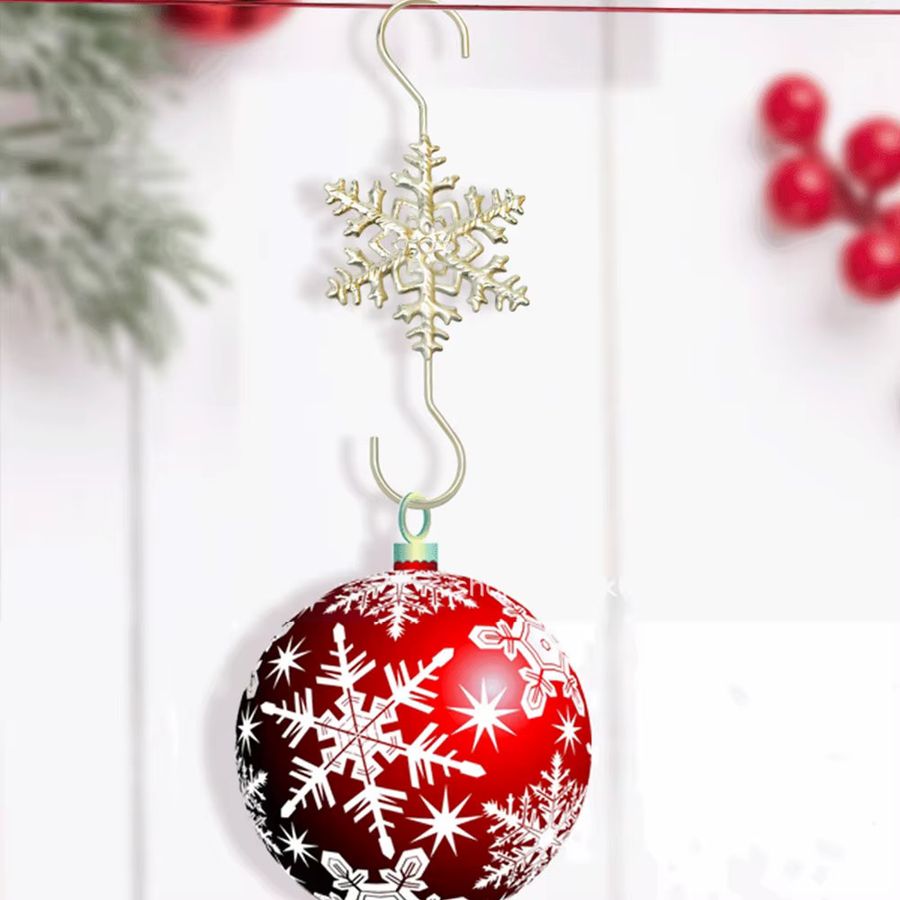 Runtowo 10 Stück Weihnachts-Schneeflockenhaken in Silber für Weihnachtsbaumschmuck und Dekoration - Bild 5