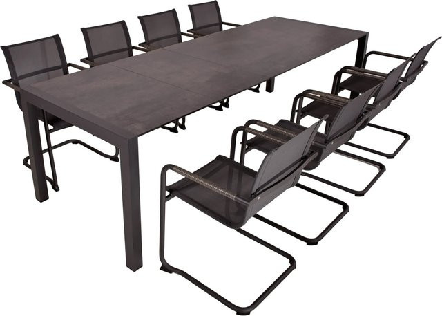 Garden Pleasure Gartenmöbel-Set Sophia 9-teilig mit Schwingstühlen Kendra in Anthrazit - Bild 1