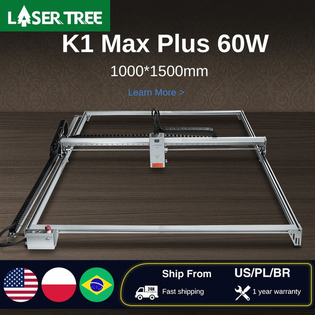 LASERBAUM Lasergravierer-Schneidemaschine mit 60 W Leistung und großer Arbeitsfläche, Farbe: Silber, Breite: 150 cm, Tiefe: 100 cm - Bild 1