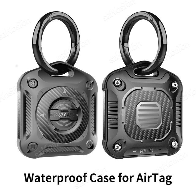 Wasserdichte Schutzhülle für Apple AirTag aus TPU mit Schlüsselbund in Schwarz oder Grün - Bild 1