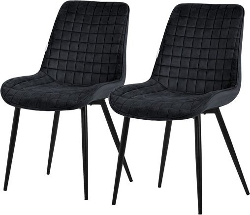 ML-Design Esszimmerstuhl 2er Set Schwarz mit Samtbezug und Stahlbeinen - Bild 1